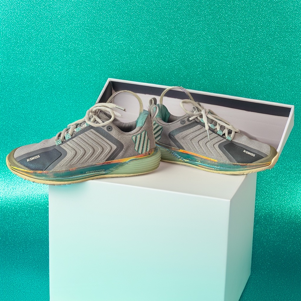 K-Swiss Ultrashot 3 Tennis Shoes Alloy Brilliant‎ White Turquoise Women's 8.5